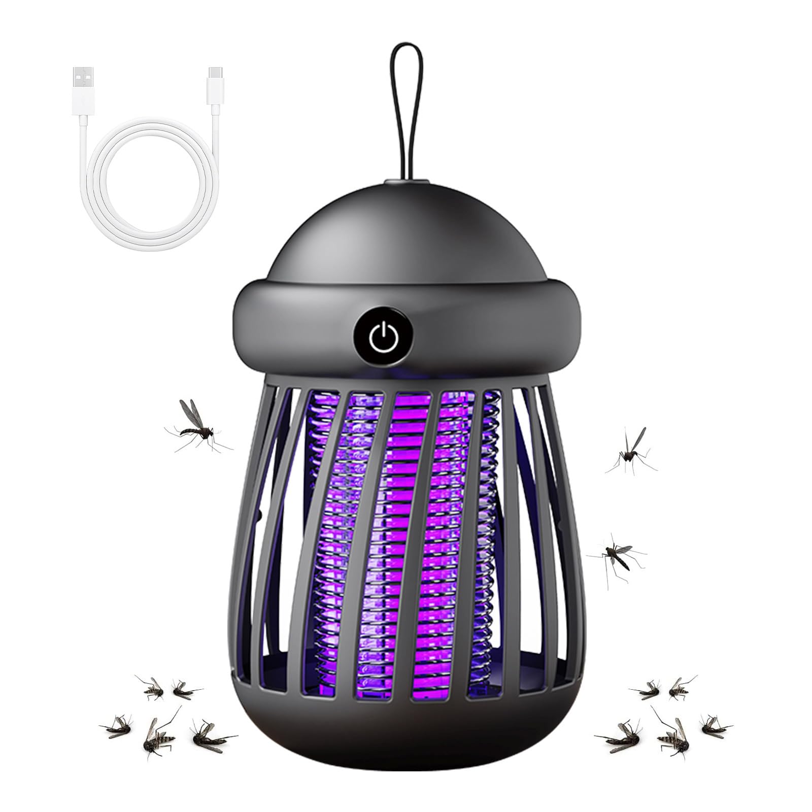 Bug Zapper Outdoor/Indoor,Mosquito Zapper Waterproof Electronic Mosquito Killer,Applicable Area 30 ㎡,Fly Traps Patio Insects Killer,Trap Killer for Home,Kitchen, Backyard (Gray (rechargeable))