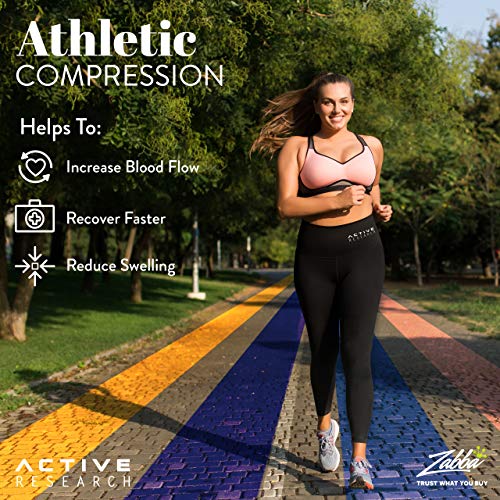 Active Research High Waisted, Slimming Tummy Control Compression Leggings for Yoga, Gym, Running Black - Thumbnail 6