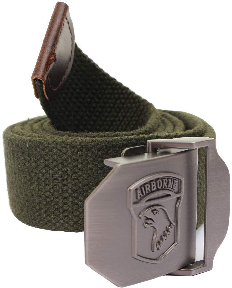 101 INC Pro-Line Airborne 100% Cotton Embossed Logo Metal Buckle Military Belt
