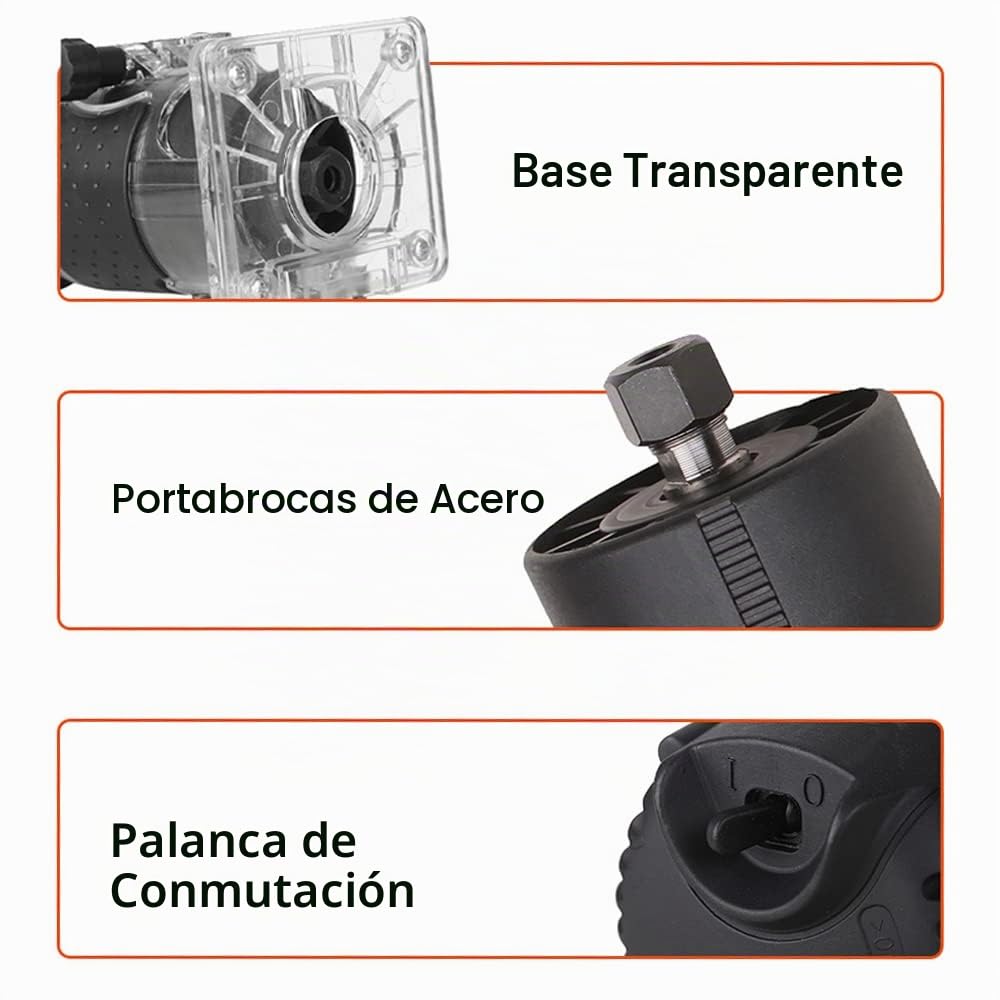 Fresadora de Madera, 800W 30000r / min Recortadora de Madera Eléctrica Recortadora de Ranurado Profesional Máquina de Ranurado para Carpintero Carpintero con 15 Piezas Fresas 220V