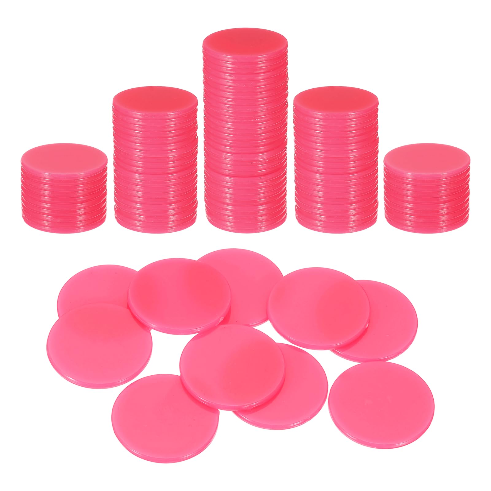sourcing map 120Pcs 1 Inch Poker Chips, Plastic Bingo Chips Learning Counters Counting Counters Disks Markers Opaque Game Tokens for Game Play Math Counting, Pink, Flat