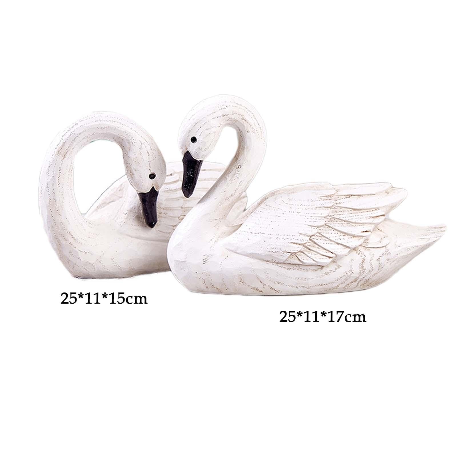 Lot de 2 Sculptures En Résine Représentant Un Couple de Cygnes, Presse-papiers de Bureau, Statues D'oiseaux pour Noël Ou Style Champêtre, b