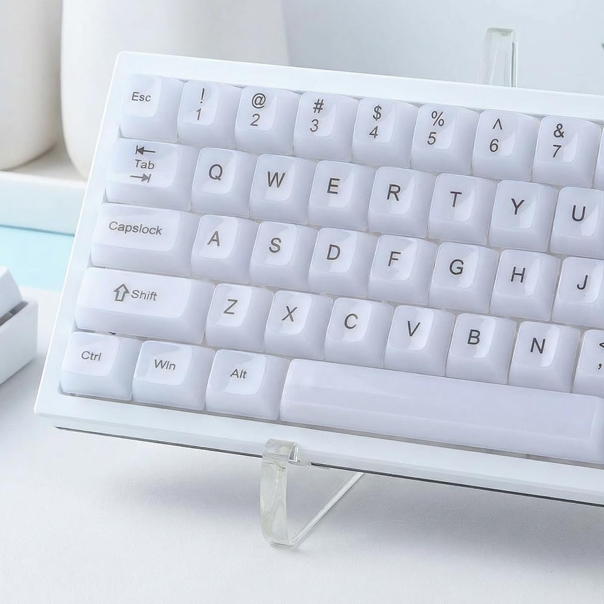 JakeTsai Crystal Jelly White Keycaps, 119 touches PC Keycaps Dye-Sub MDA Profile Translucent Custom Keycap for 61/68/84/87/98/100 Cherry Gateron MX Switches Mécaniques Keyboards