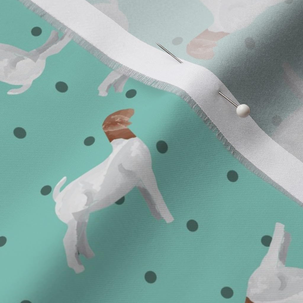 Spoonflower Fabric - Polka Dots Boer Goat Teal Livestock Showstock Printed on Organic Cotton Sateen Fabric by The Yard - Sewing Quilting Apparel Home Decor