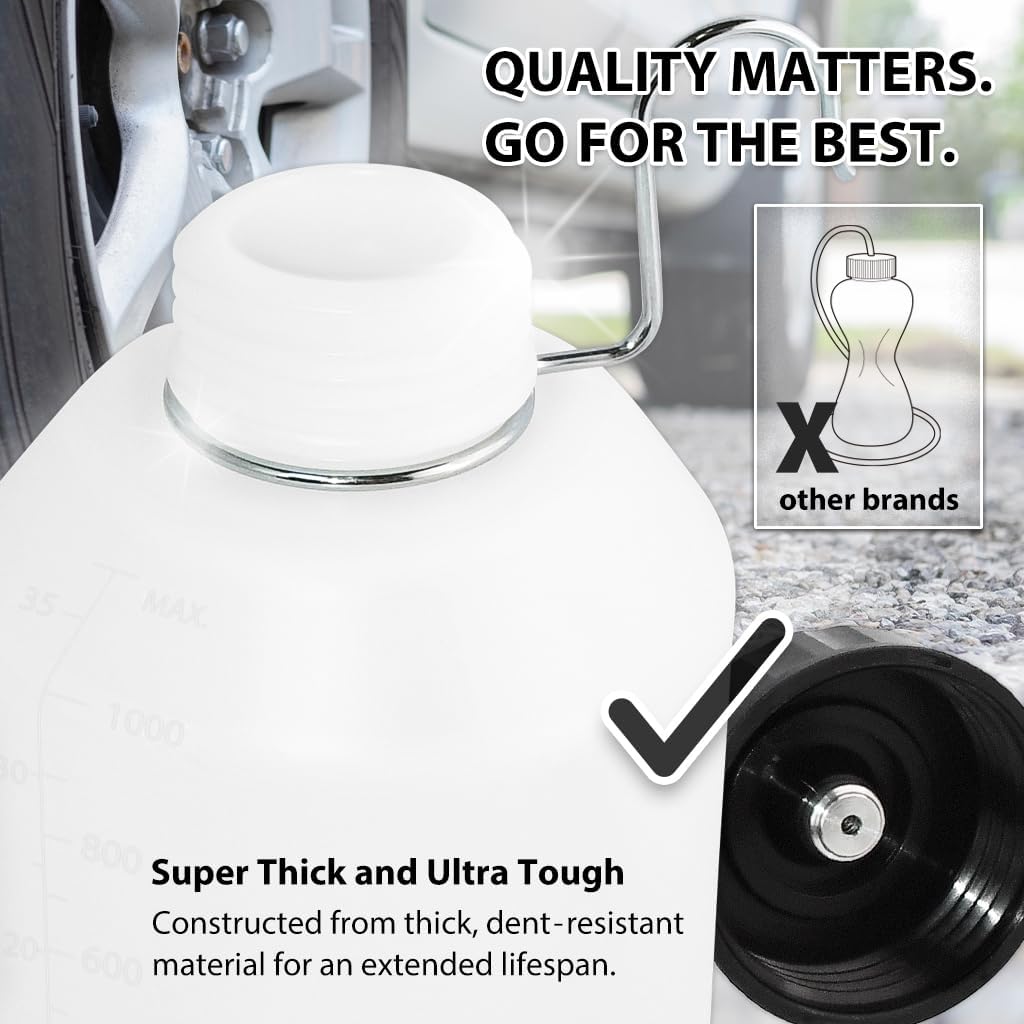 FIRSTINFO Brake Service Brake Fluid Bleeder Bottle/Receiver with Non-Return Check Valve + Hook Fixed (33 Oz / 1 Liter/Stability Type)