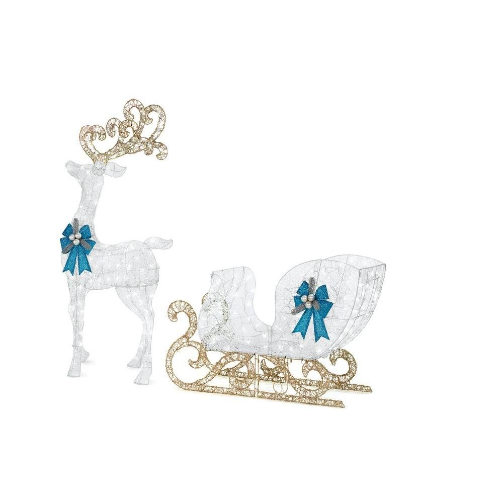 Buy Home Accents Holiday 65 in. LED Lighted White Reindeer and 46 in