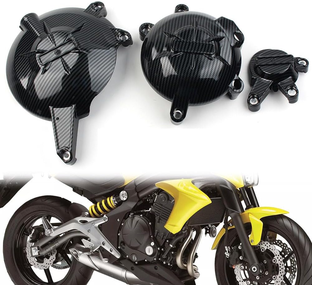 Cnoula11 Motorbike Gear Cover Case Carbon fiber Replacement Crankcase Cover Accessaries For Kawasaki-ER6 2006-2016, Carbon Fiber