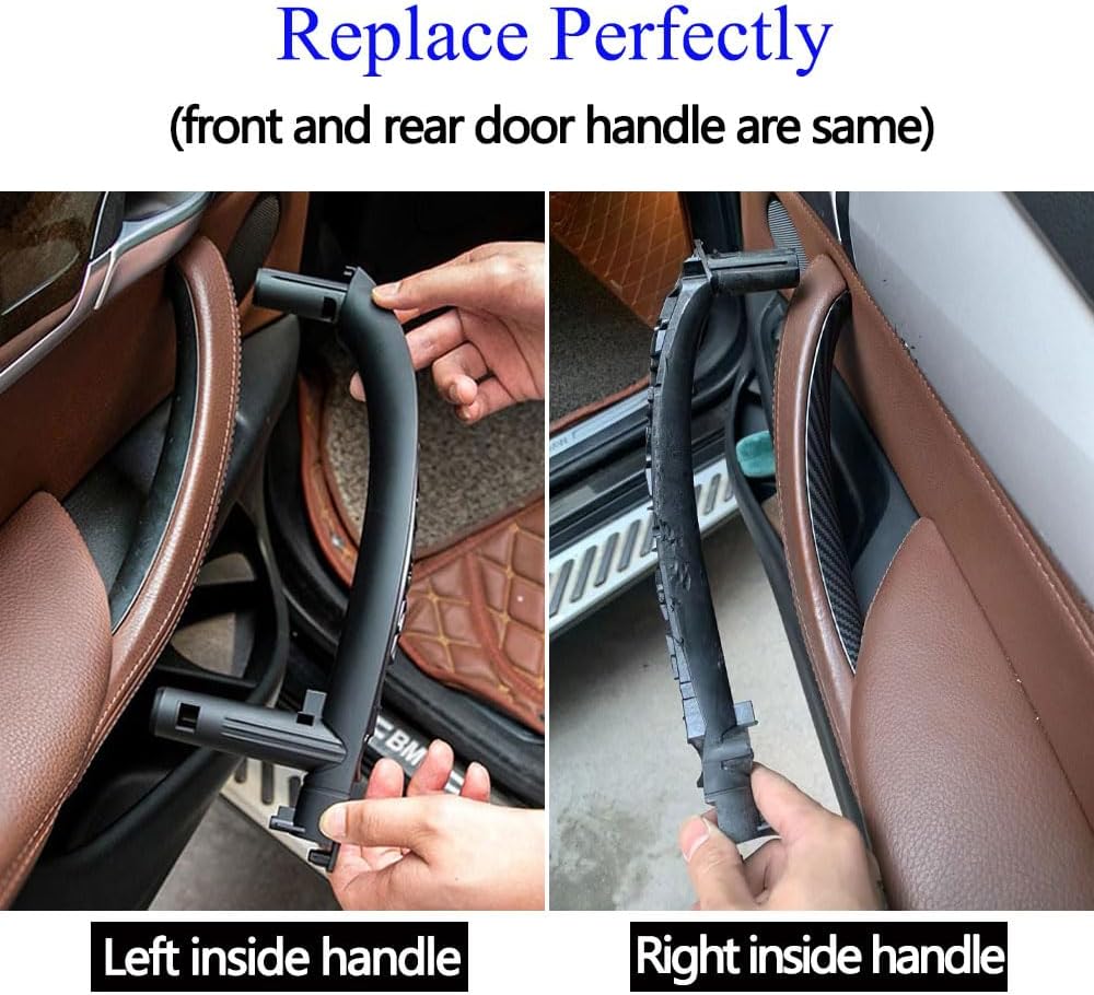 for BMW X5 X6 Door Pull Handle Cover, Right Passenger Door Inner Inside Handle Cover Trim Replacement for BMW F15 F16 2014 2015 2016 2017 2018 (Oyster Right)