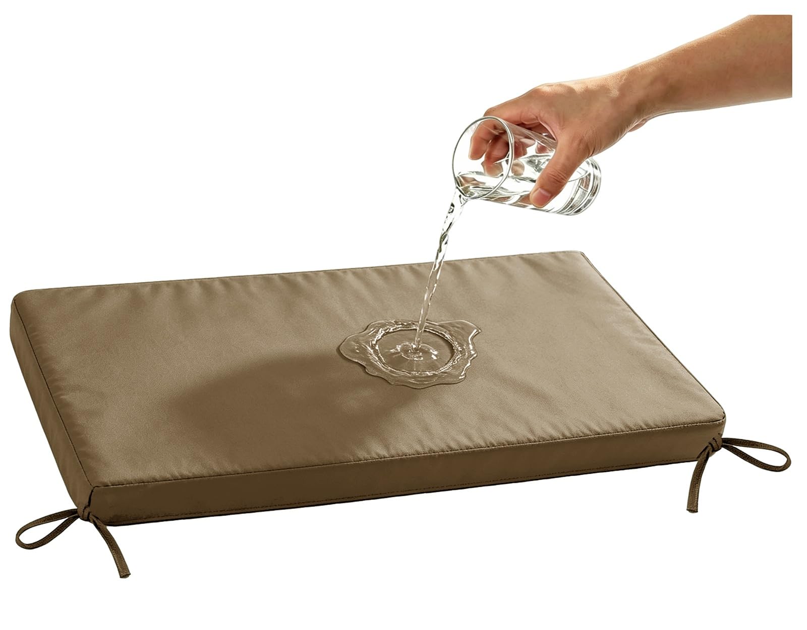 ILiemao 80% Waterproof Outdoor Patio Chair Cushions with Ties, Outdoor Bench Cushion Waterproof with Filling, Comfortable Cushion for Patio Porch Swing Garden Furniture(Khaki,120x50 cm 47x20 in)