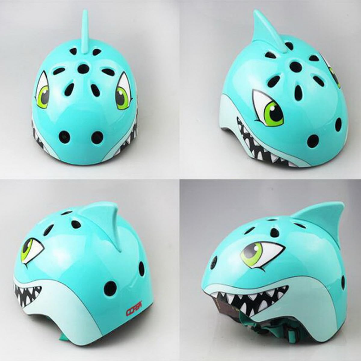 Casco de Bicicleta para Niños Ajustable, Tiburón 3D, 54-58cm