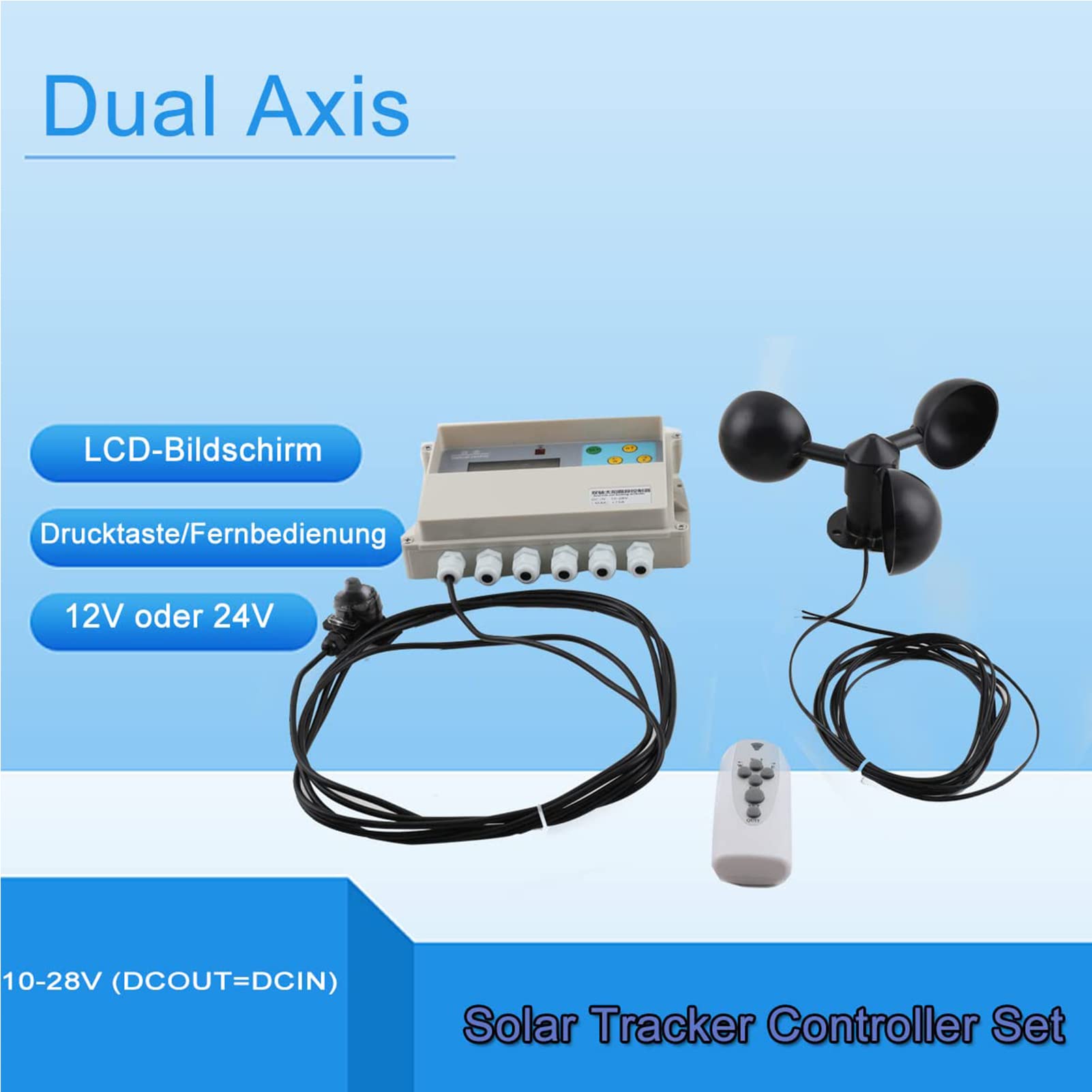 Sistema di Inseguimento Solare Automatico Dual Axis Solar Tracker Controller Telecomando Doppio-ASSE Tracking Affronta Automaticamente Il Sole con Sensore di velocità del Vento