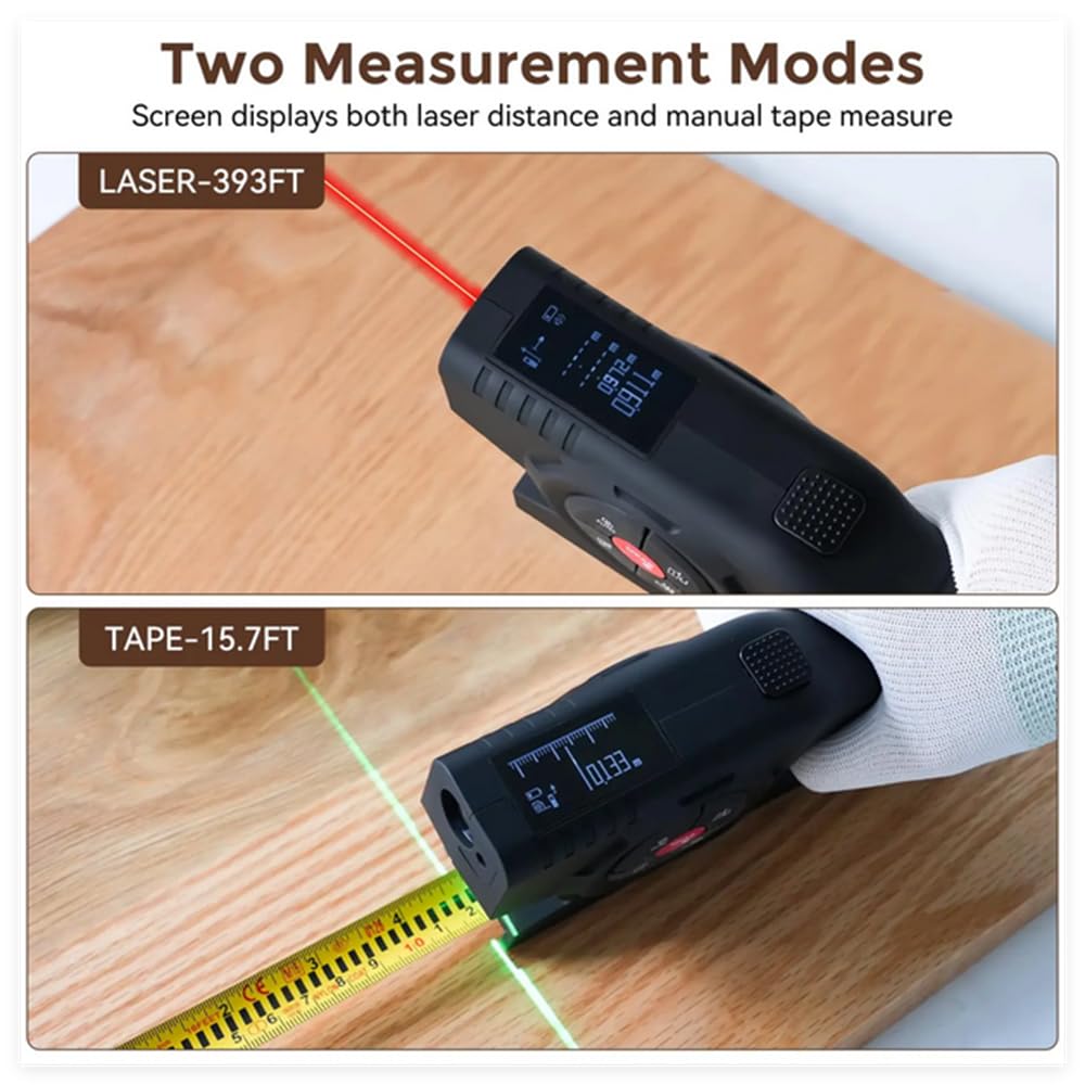 3 en 1 Télémètre Laser avec Écran LCD - 120M Mètre à Ruban et Règle Numérique Intelligente pour Mesurer Les Distances