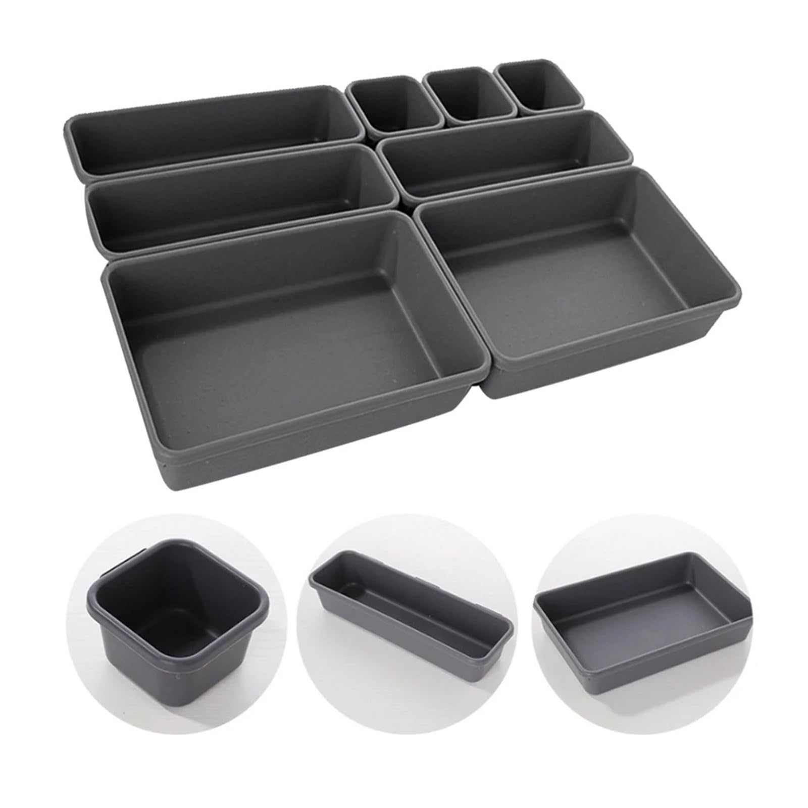Genérico 8 unids/set cajón ajustable caja organizadora bandejas maquillaje cosméticos artículos divisor titular cocina baño armario joyero(Drak grey)