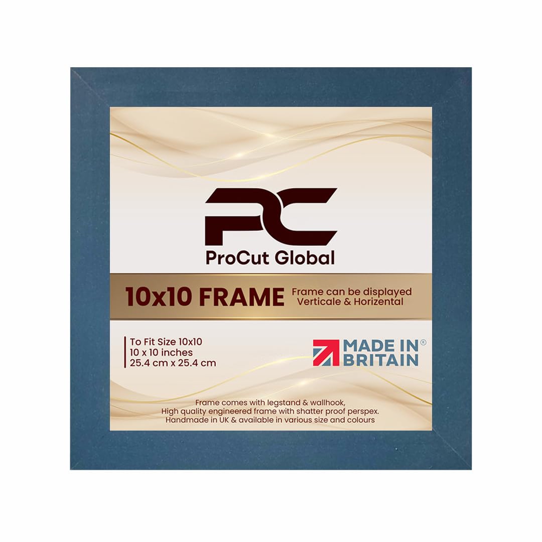 Procut Global 10X10 Navy Blue Picture Frames – Sleek Wooden Photo Frame with Shatterproof Perspex for Wall or Tabletop – Perfect for Posters, Certificates, Prints–Multiple Sizes & Colors Available