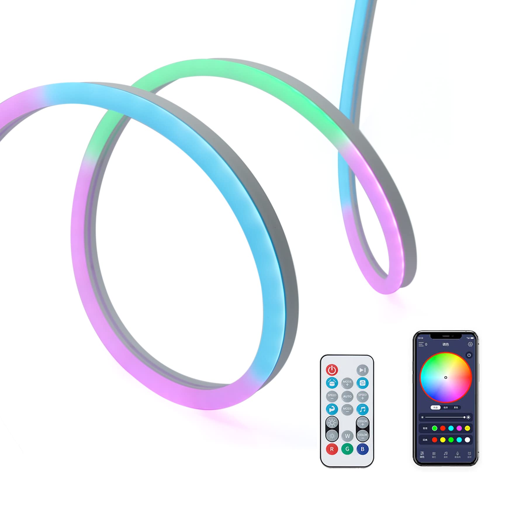 G.w.s Rgbic G.w.s® Led Neon Strip Light 5M With Ir Remote, Multicolour, Wifi Smart App Control, Works With Alexa And Google Assistant, Music Sync, Room Mood Lighting