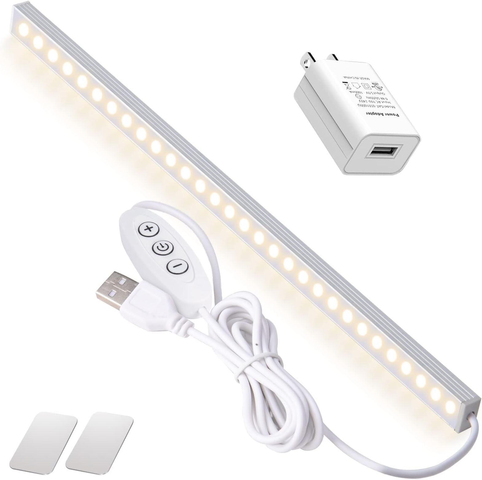 DWEPTU 12 Inch Under Cabinet Lighting, Dimmable LED Light Bar with Plug-in AC Adapter & Magnetic Mount - for Kitchen, Workshop, Closet (Includes Adhesive Tape)