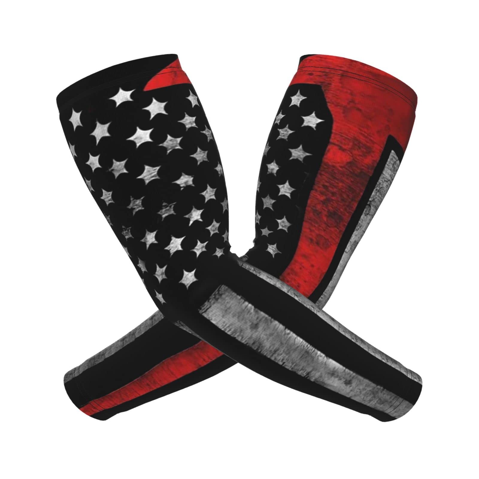 AYUNIX Arm Sleeves for Men Women Thin Firefighters Flag UV Sun Protection Sports Compression Arm Sleeves for Outdoor Protective Sports Running Golf Cycling Driving Fishing