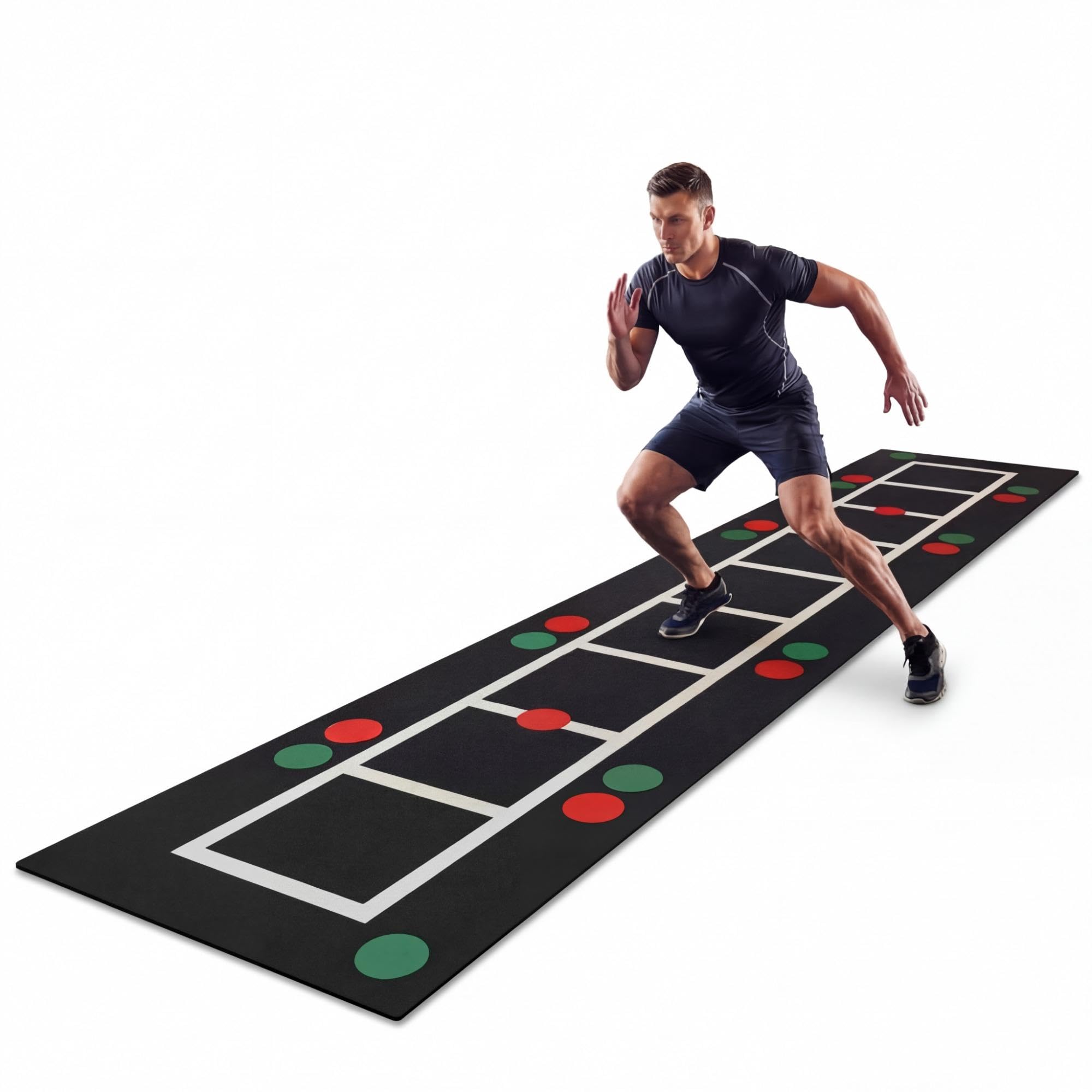 Nuanchu Tappetino per esercizi 3 in 1, 4,6 x 9,6 m, con stampa a pois e scala per agilità di velocità, tappetino antiscivolo per allenamento per adulti, giovani, basket, fitness, calcio, attrezzature