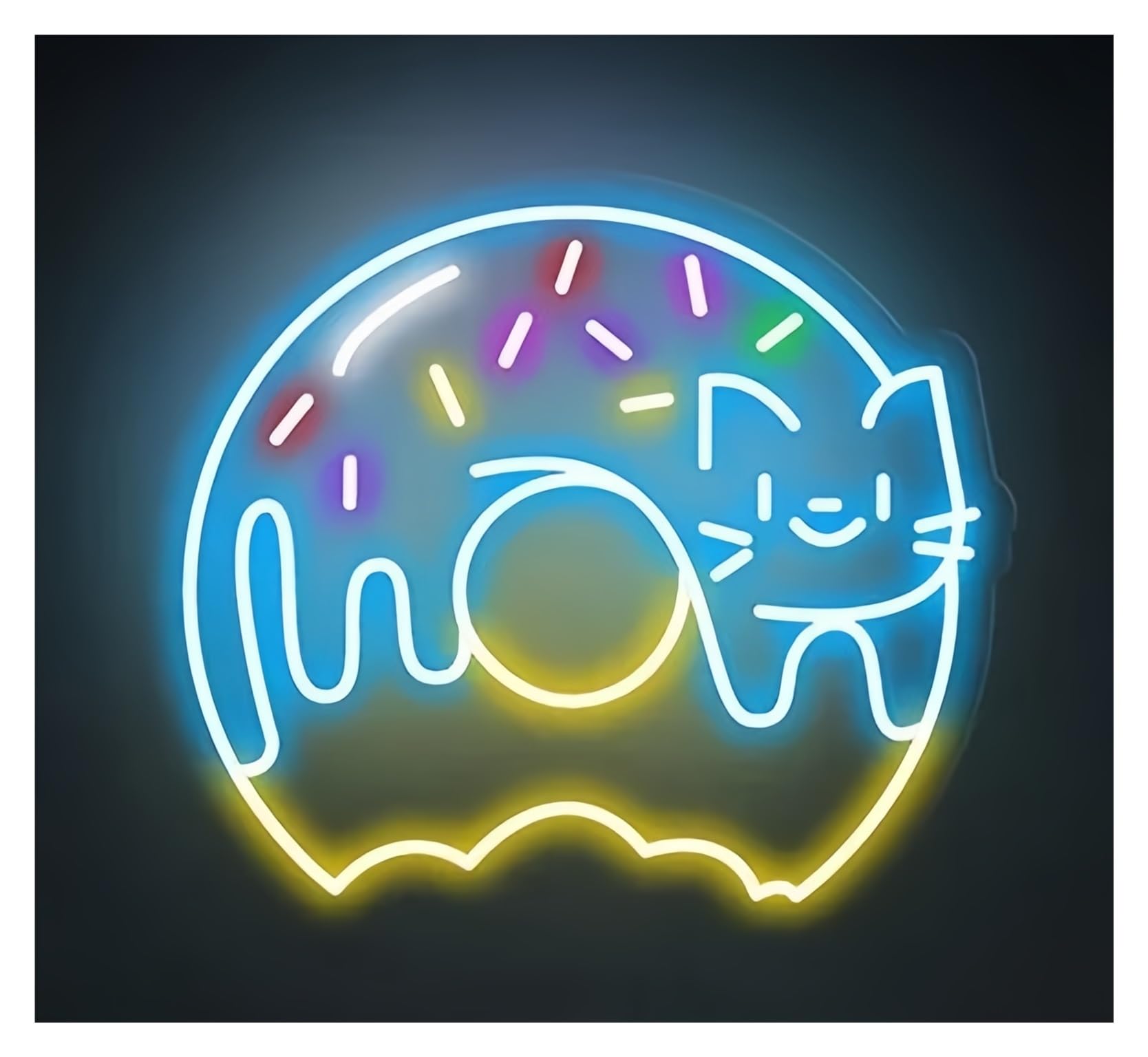 Shouxi E Sign Lamp Sweet Donuts Neon Sign Food Bakery Dessert Kitchen Decor Coffe Shop Restaurant Decoration Welcom Sign(,55Cm)
