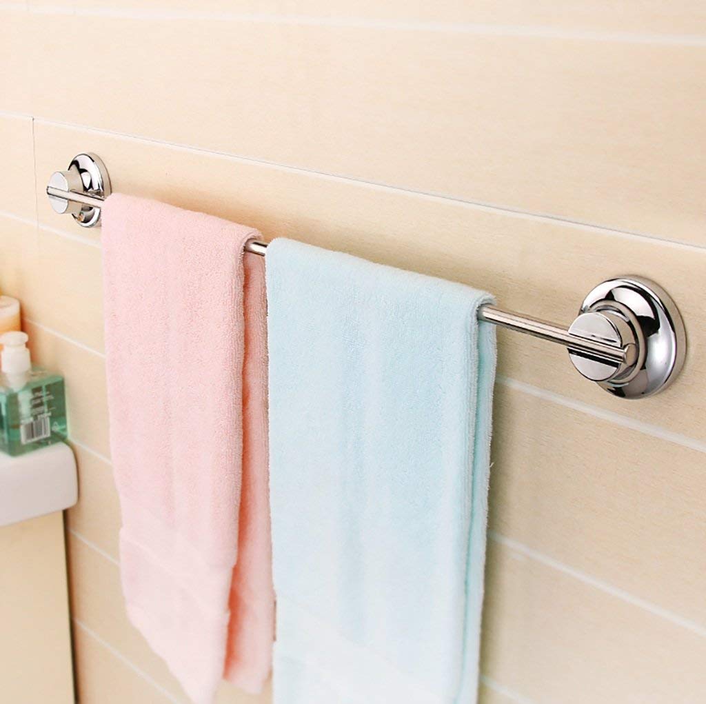 Porte-serviettes de bain mural inox à barre et étagère extensible gain de place