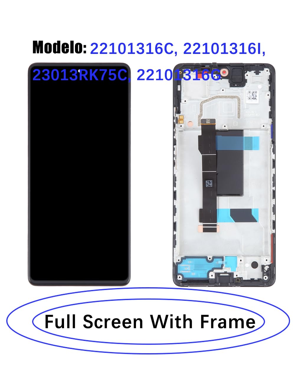Pantalla para Redmi Note 12 Pro 5G 22101316C TFT con Marco | con Kit de reparación，TFT LCD，Pantalla HD，Reemplazar la pantalla,para Modelo:22101316I 23013RK75C 22101316G