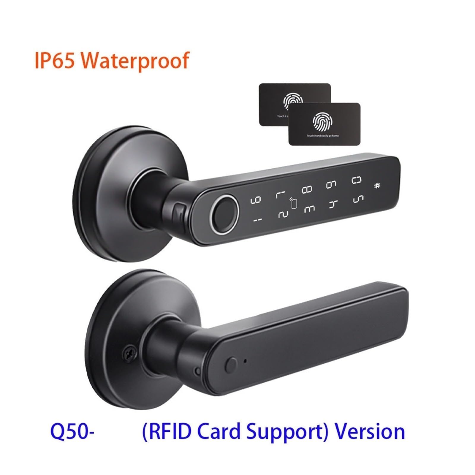 Inteligentny zamek, Inteligentna Blokada Linii Papilarnych Z Hasłem RFID IC, Klamka Zamkiem Na Zamek, Drewniana Metalowa Do Drzwi(Q50-RFID)