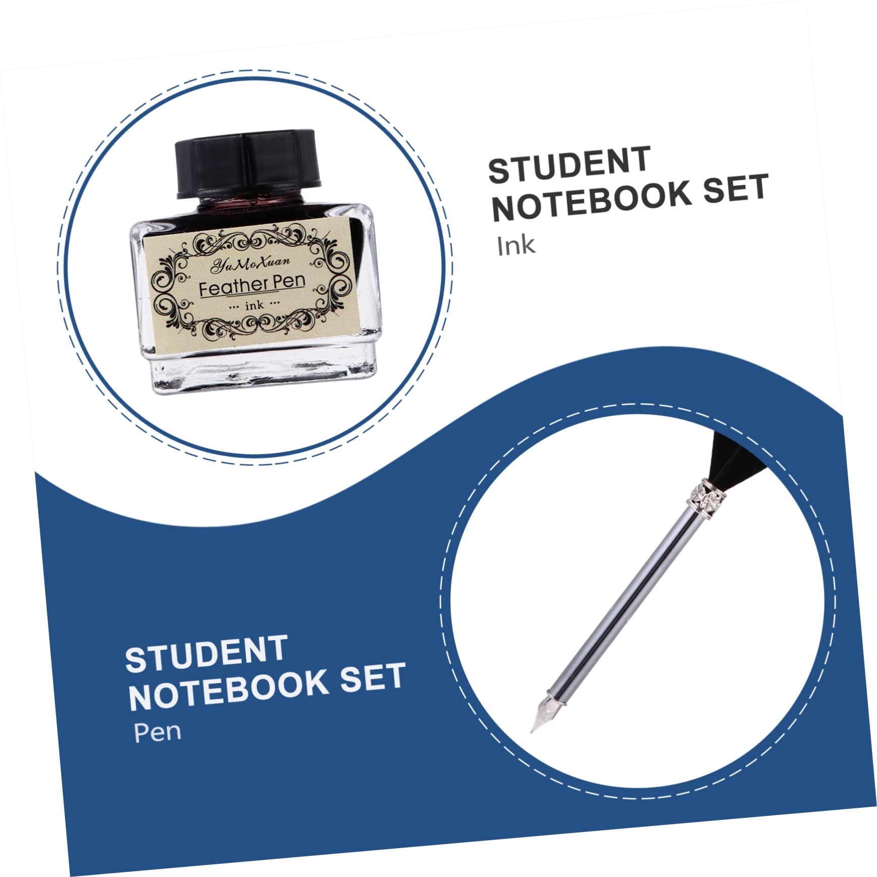 NUOBESTY Stylo à Plume Calligraphie 4 Pièces, Ensemble Carnet, Style Européen Rétro, Encre à Plume, Boîte Présent, pour Agenda et Présent