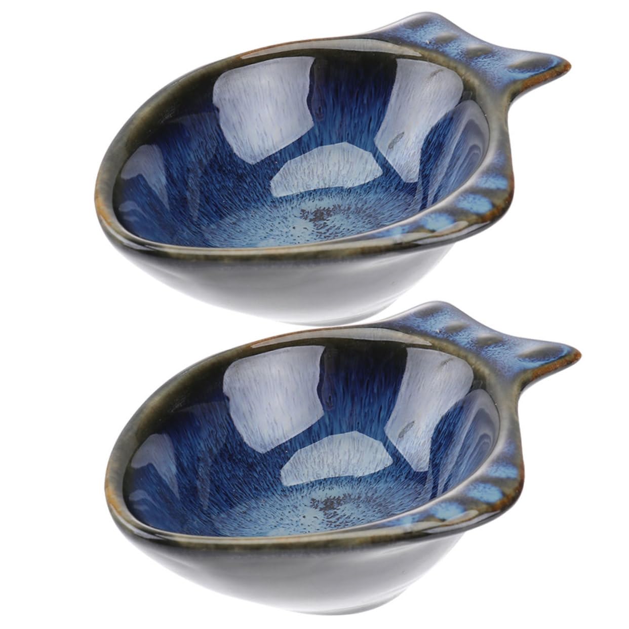 Ciieeo 2-piece Ceramic Seasoning Dishes Divided Serving Plates for Fish Appetizers Trifle Flavor Sauce Compact for Home Restaurant Party