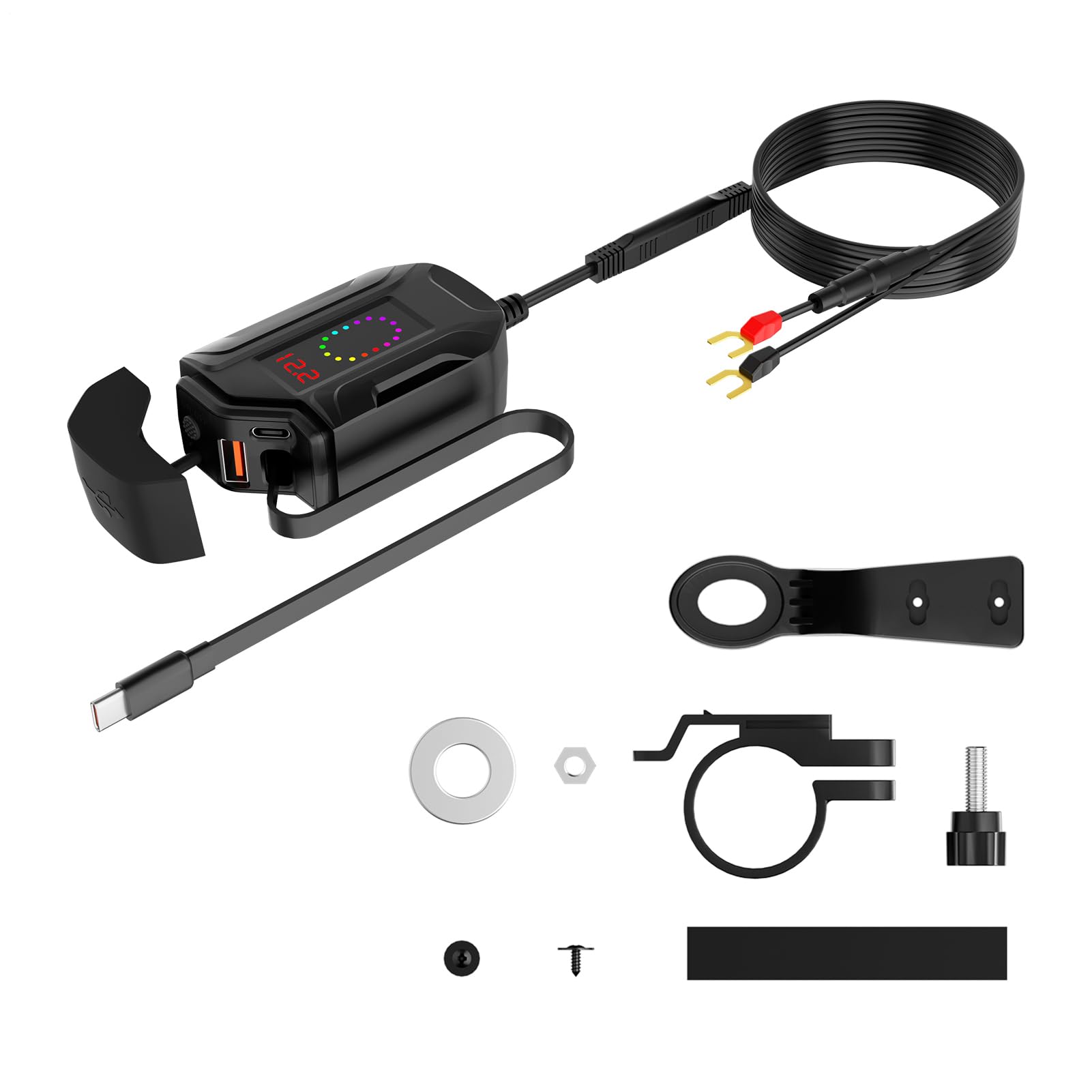 Motocyklowy Port Ładowania USB Wodoodporny Adapter Type-C Do Szybkiego | Szybka Ładowarka Telefonu Na Motocykl Do Domu Kempingu Podróży Drogowych I Pracy Dla Urządzeń