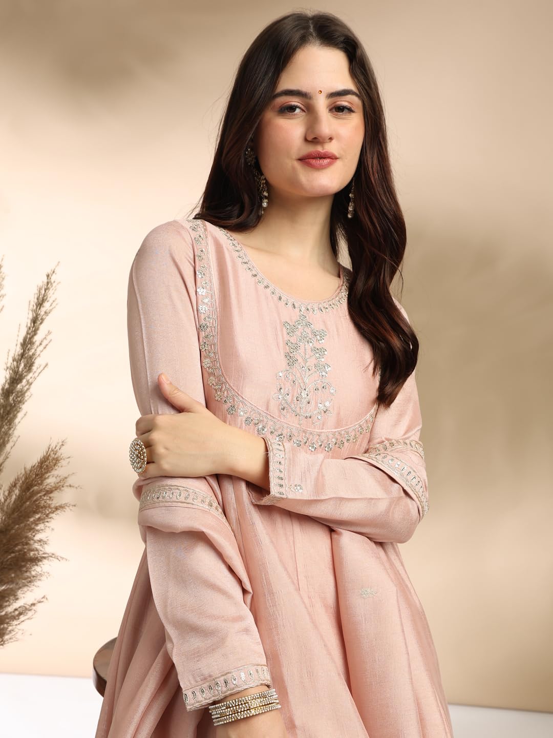 MOKOSH Women's Silk Kurta & Pant with Dupatta Set (417-03-S_Rose Pink) - Image 2 thumbnail