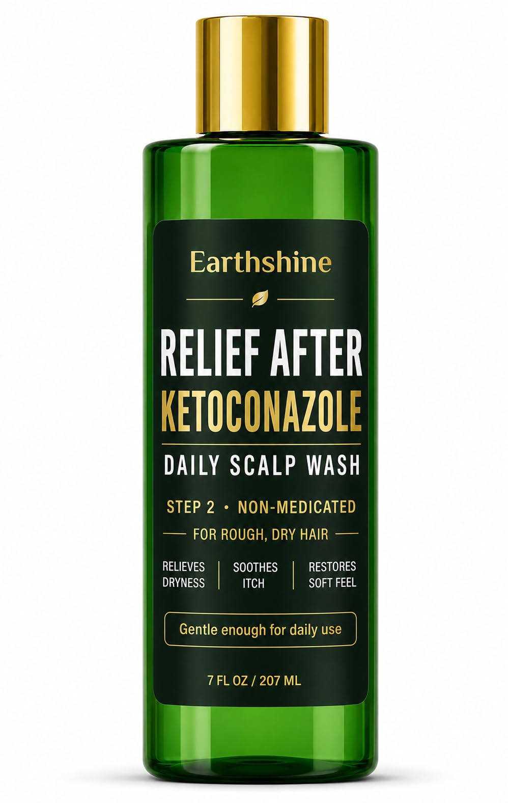 EarthShine Relief After Ketoconazole — Step 2 Medicated Shampoo Aftercare, Non-Medicated Scalp & Hair Wash for Dry, Rough, Straw-Like Hair – pH 5.5, Silicone-Free, 7 oz
