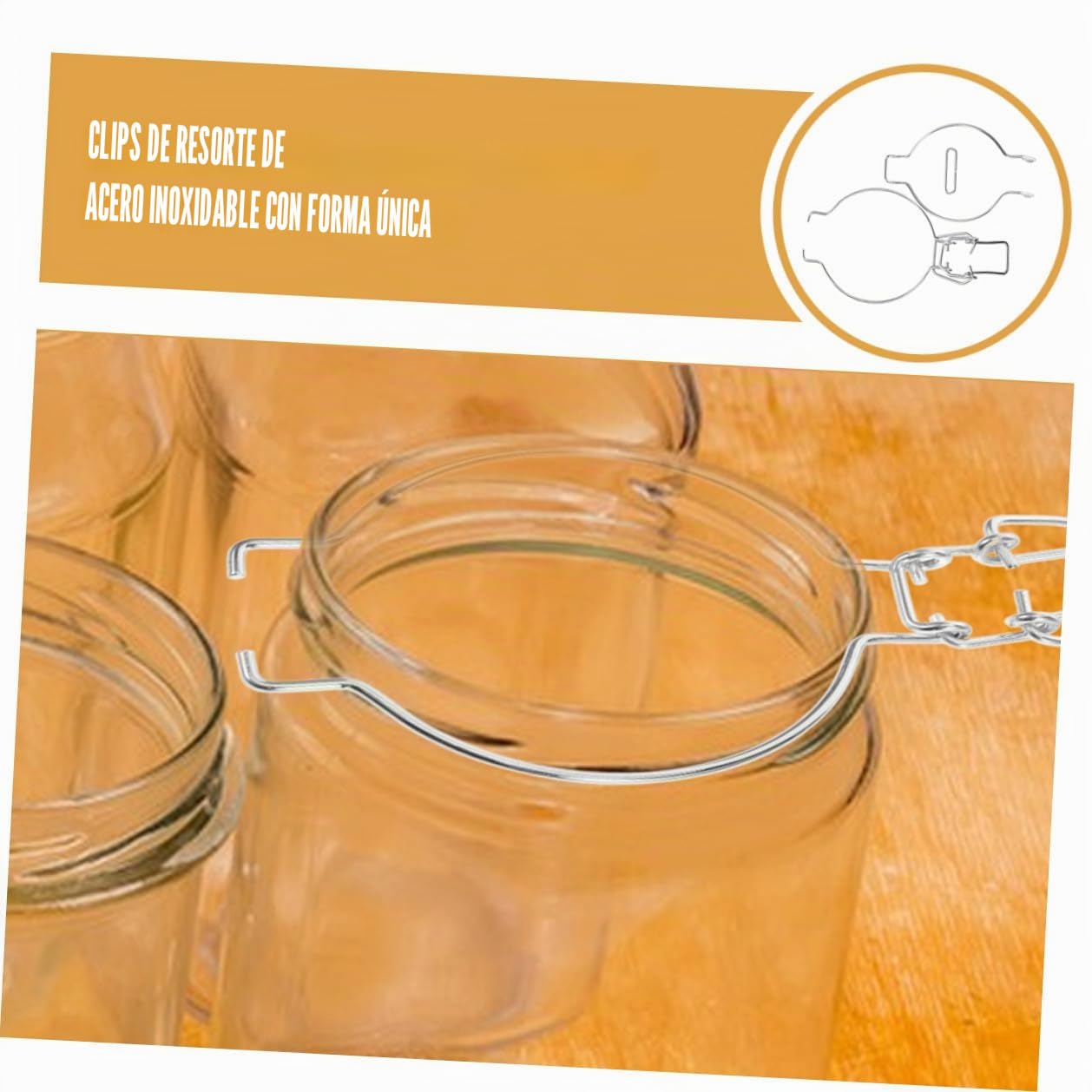 4piezas Hebillas de Acero Inoxidable para Sellado Hermético de Tarros Diseño de Resorte Cierre Metálico Resistente para Almacenamiento y Conservación Cocina