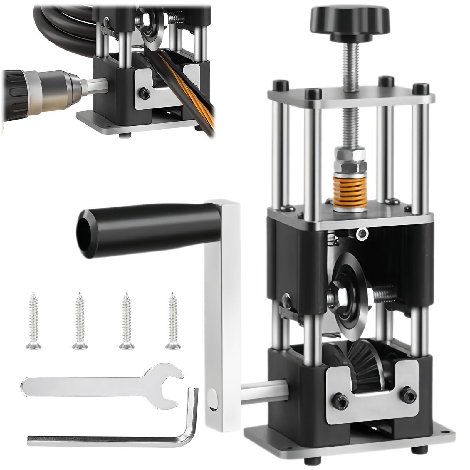 MáQuina Pelacables Para Cables 1-25 Mm, Pelacables AlimentacióN Con Cuchilla Acero Ajustable, MáQuina Pelacables Manual Accionada Por Taladro Para Cortar Y Pelar Chatarra Cables