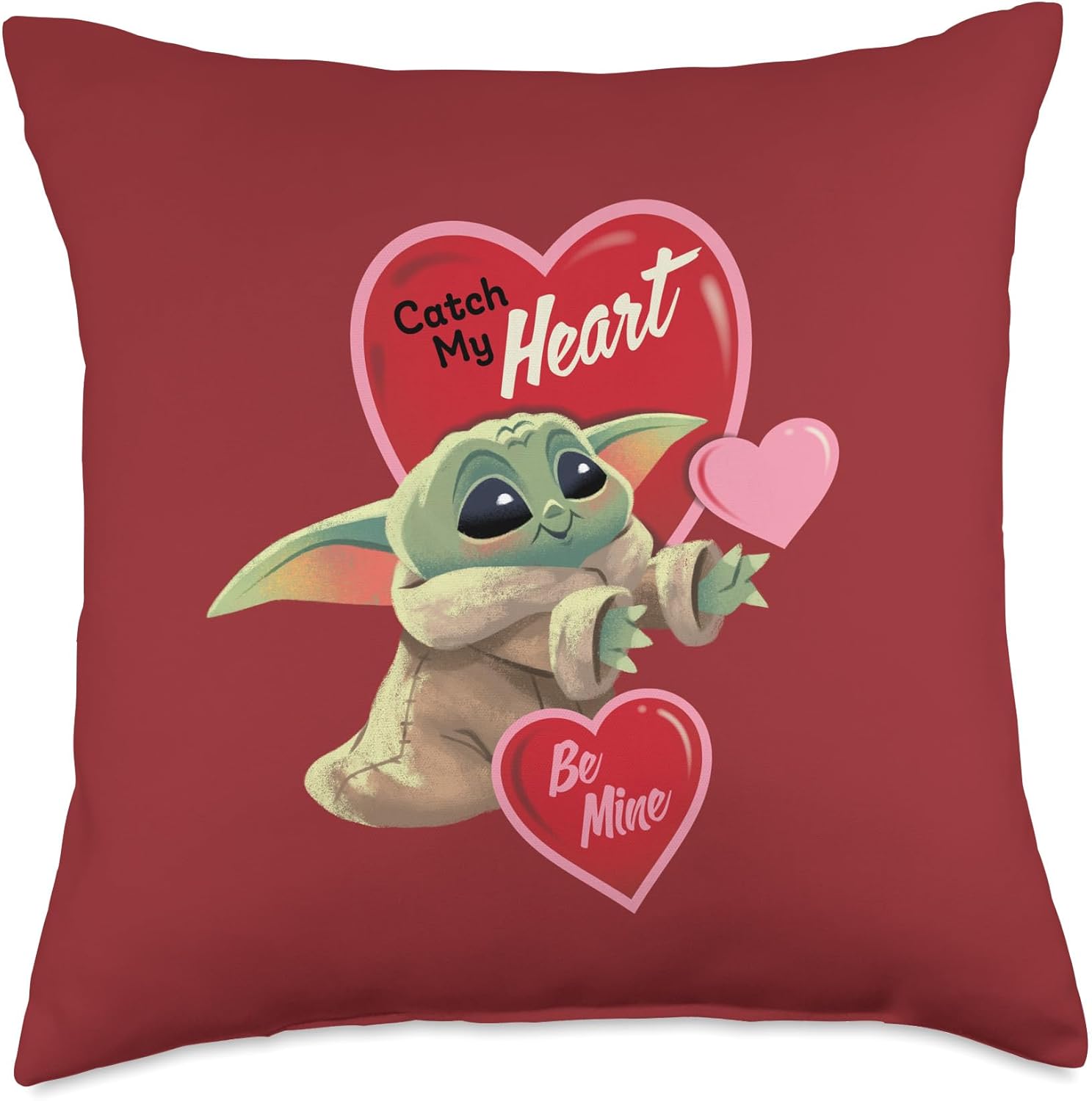 Star Wars The Mandalorian Grogu Be Mine Valentine Throw Pillow