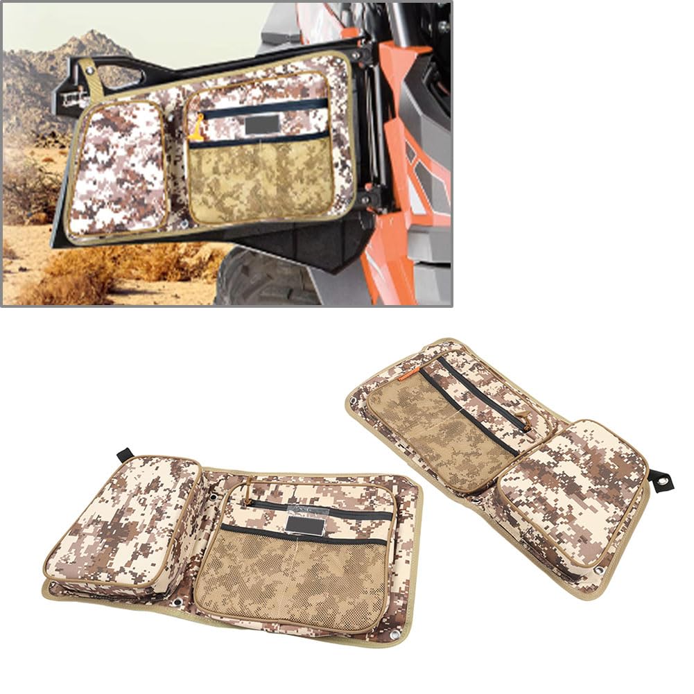 GZYF Knee Pad Rear Door Bags Camo Nylon For Polaris RZR 4 900 4 Door 2015-2019 2 pcs