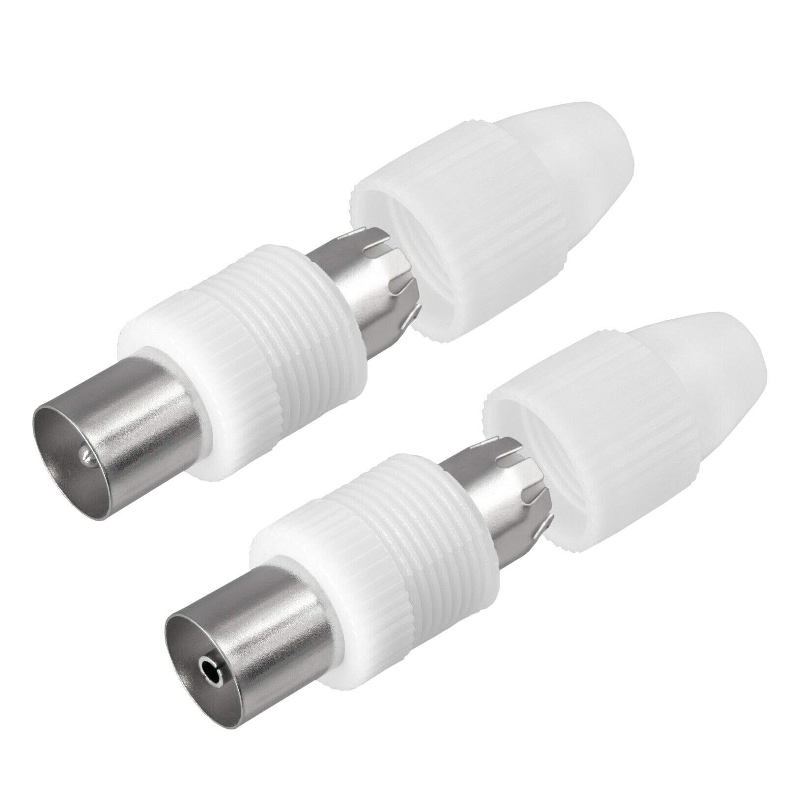 HB-DIGITAL - Set di 2 connettori e 2 prese per visione via cavo, radio DVB-C e DVB-T2, antenne TV IEC (maschio e femmina) per cavo antenna coassiale, cavo BK impianti HQ 4K UHD
