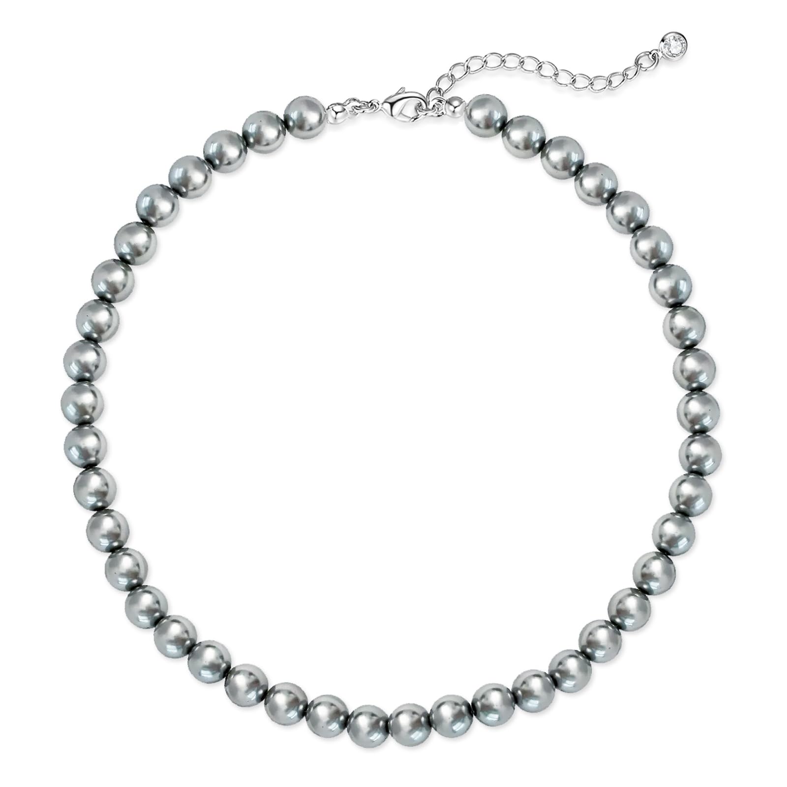 Zeffy Pearl Necklace 4MM/6MM/8MM Dainty Round Imitation Pearl Choker Necklace Wedding Pearl Necklace Delicate Jewelry for Women Simple Bridesmaid Jewelry Gifts