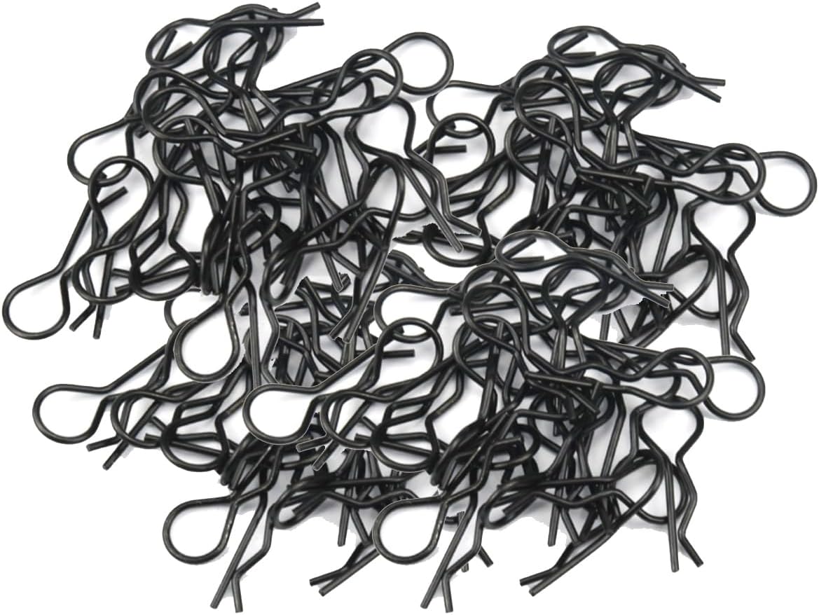100pcs Black Universal RC Car Body Shell Pin R-type Clips Compatible with 1/8 1/10 1/16 Scale Redcat HPI Himoto HSP ExceedRC Car Truck Buggy (for 1/8)
