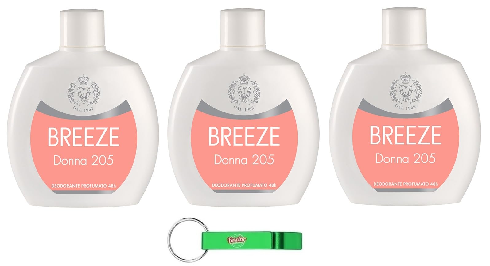 Breeze Donna 205 Desodorante Squeeze para mujer, desodorante sin gas y sin sales de aluminio, desodorante perfumado de 48 horas, 100 ml + llavero Beni Culinari gratuito