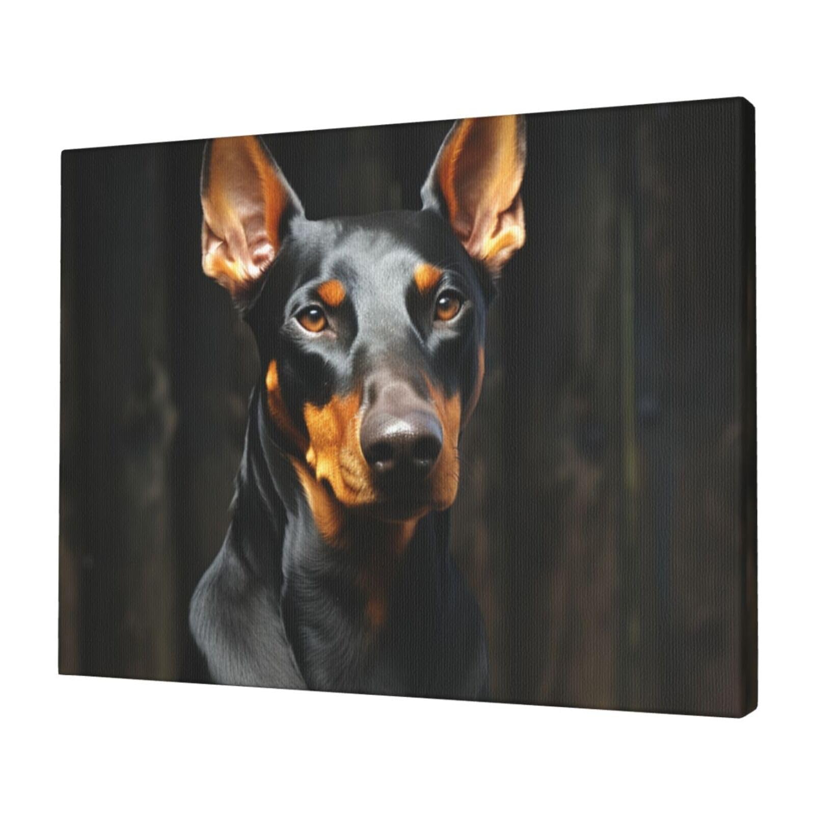 KLOPH doberman Canvas Wall Art for Living Room 12"x16" Modern Artwork Painting for Bathroom Hanging Canvas Prints Aesthetic Wallart for Bedroom Kitchen Office Wall Decor
