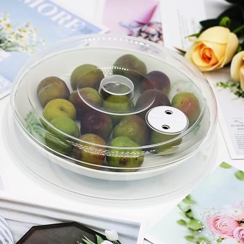 Miniatura 8 de Cubierta para salpicaduras de microondas para alimentos, cubierta de placa de ventilación de vapor sin BPA con mango de fácil agarre, cesta