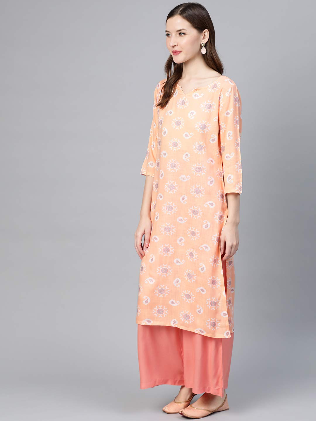 Idalia Peach Kurta With A Pair Of Palazzo