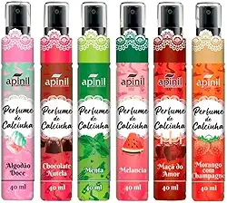 Kit Perfume Íntimo de Calcinha para Higiene Íntima Feminina Fragrâncias, Algodão Doce, Chocolate Nutela, Menta, Melancia, Maçã do Amor, Morango com Champagne