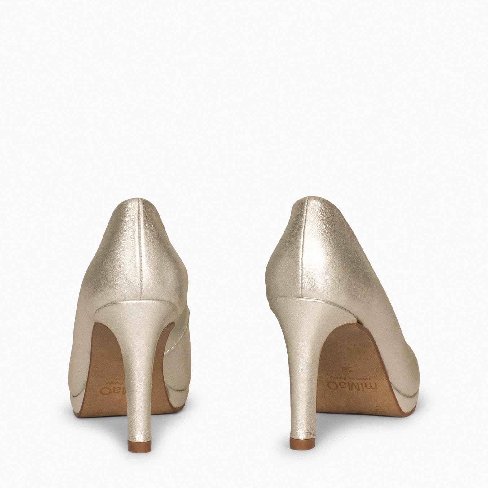 miMaO. Zapatos cómodos de tacón Alto y Plataforma Piel Mujer. Plantilla de Gel. Hecho en España
