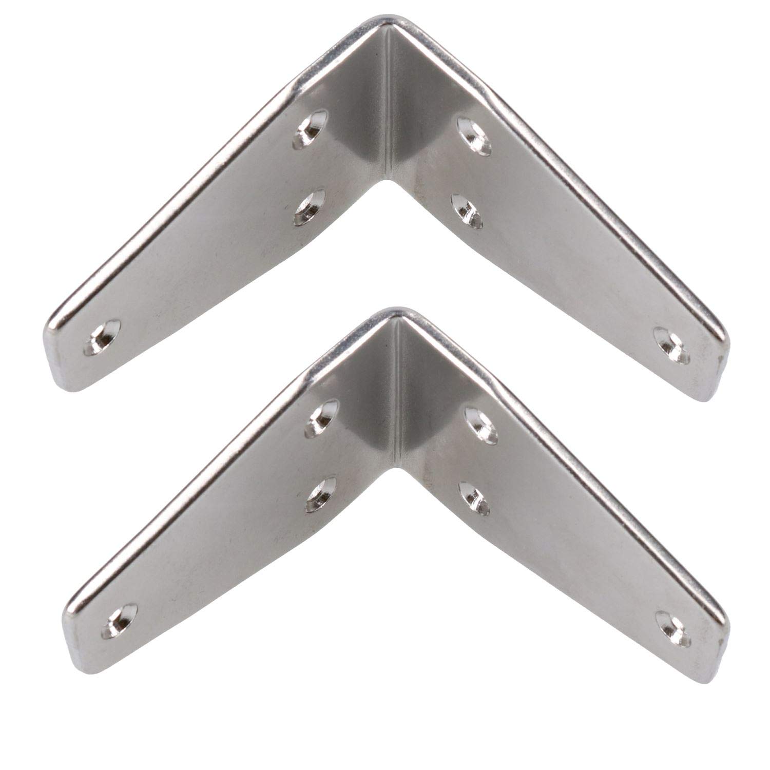 AB Tools 2 Pack Angle Bracket 90 Degree Brace Marine Stainless Steel 80mm x 50mm