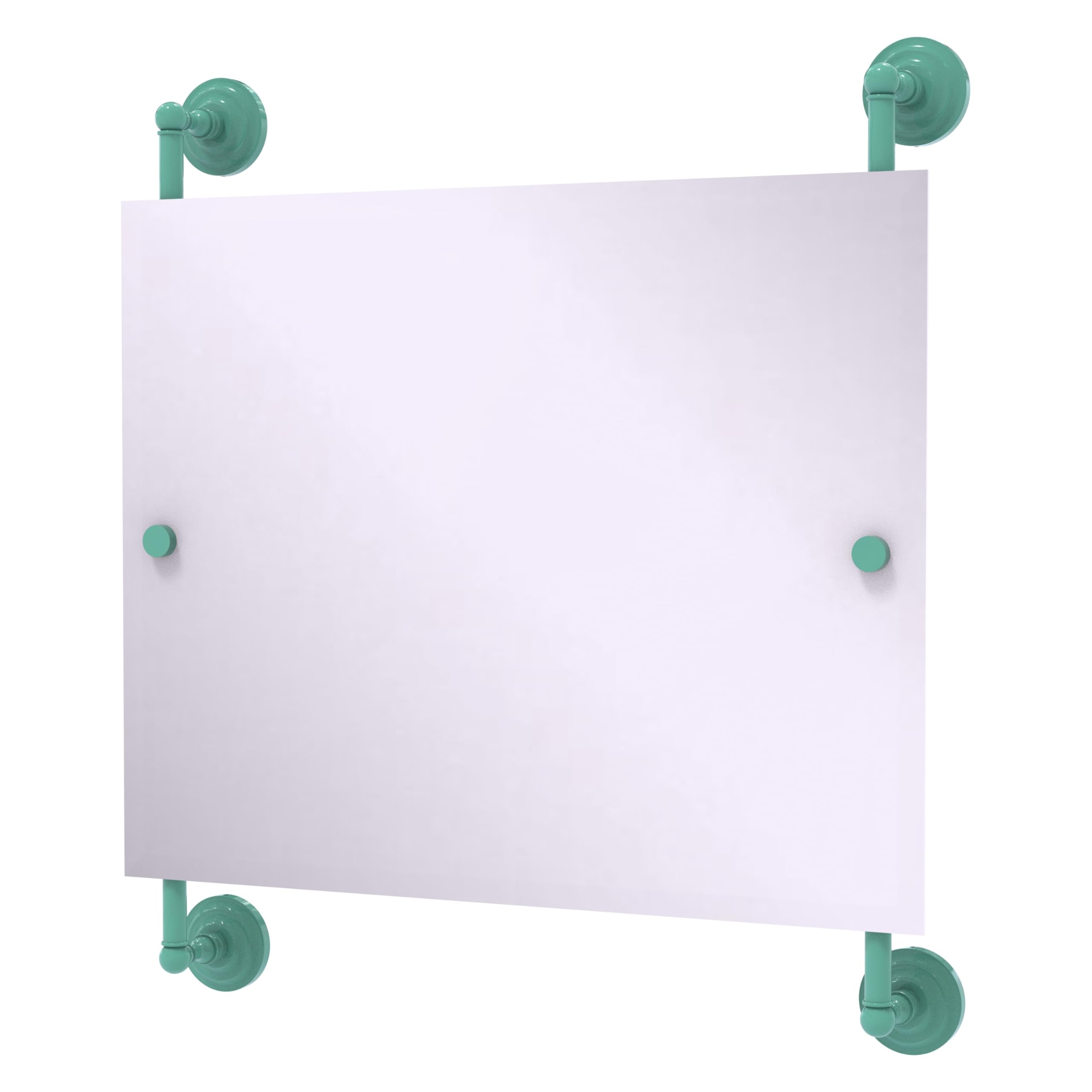 Allied Brass PQN-27-93-SFG Prestige Que New Landscape Rectangular Frameless Rail Mounted Mirror, Sea Foam Green