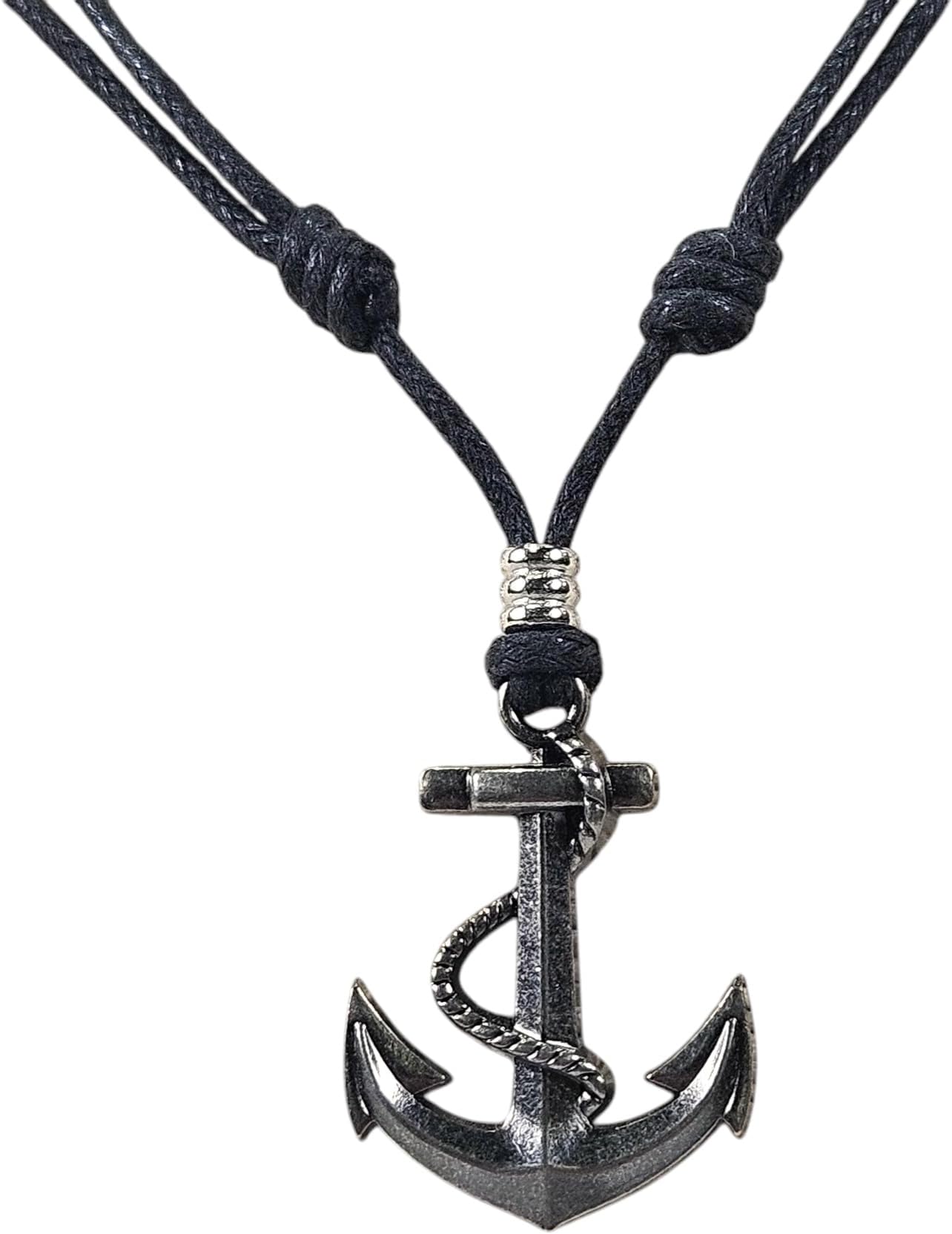 Anchor & Rope on Adjustable Cord Necklace