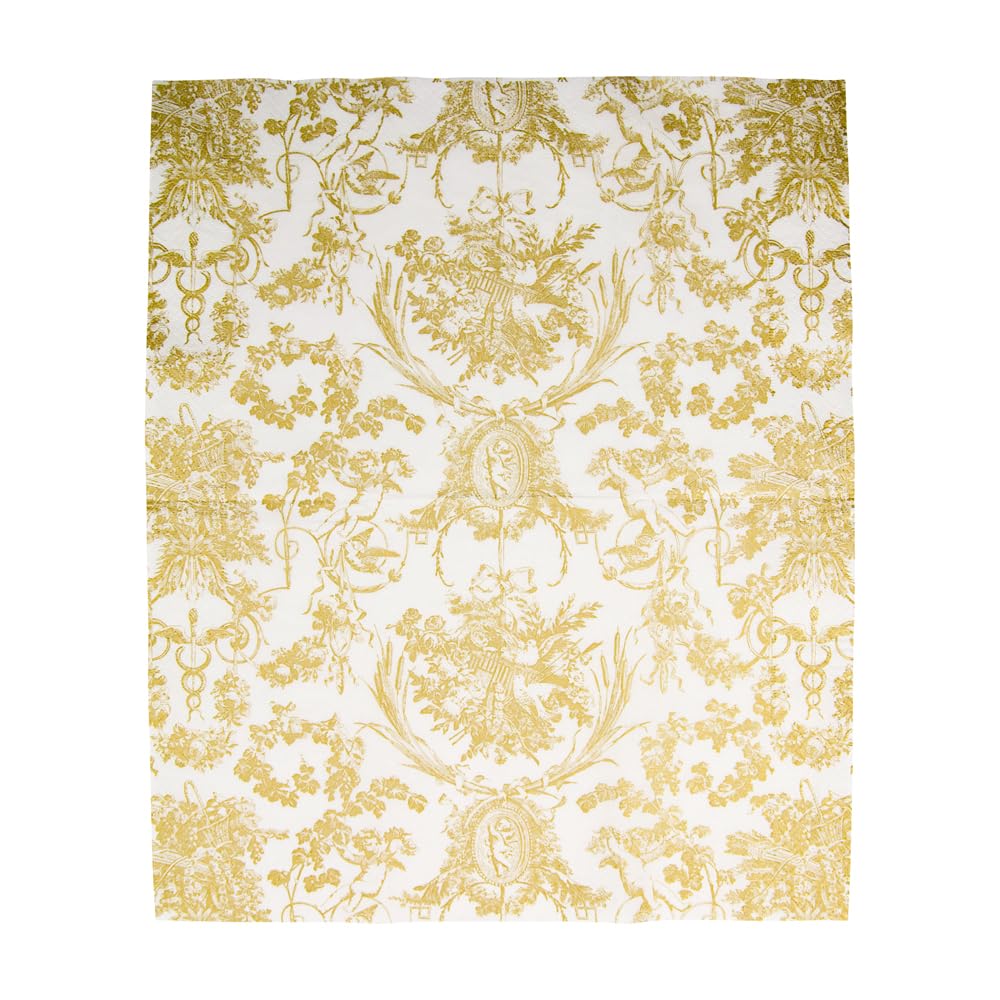 Caspari Tovaglioli Ospiti Romantic Toile Oro – Confezione Da 15, Triplo Strato, Biodegradabili, Stampati In Germania - 2