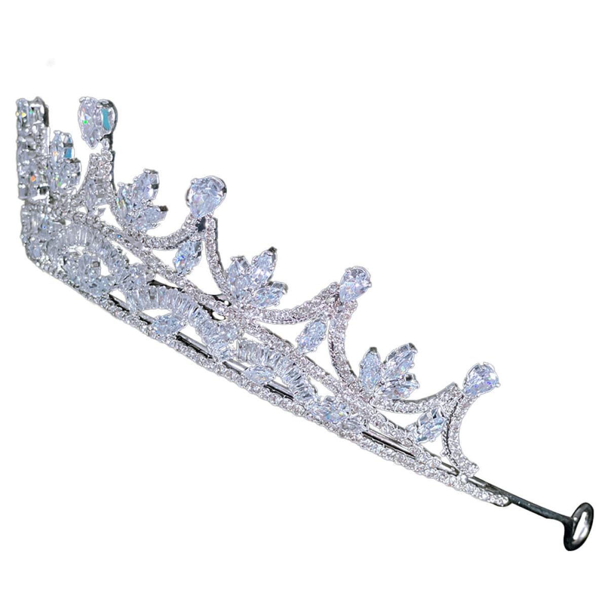 VILLCASE Elegante Hochzeitsbrautkrone aus Kupfer mit Zirkonbesatz Leichtes Silbernes Haarband für Damen für Besondere Anlässe und Kreative Fotos