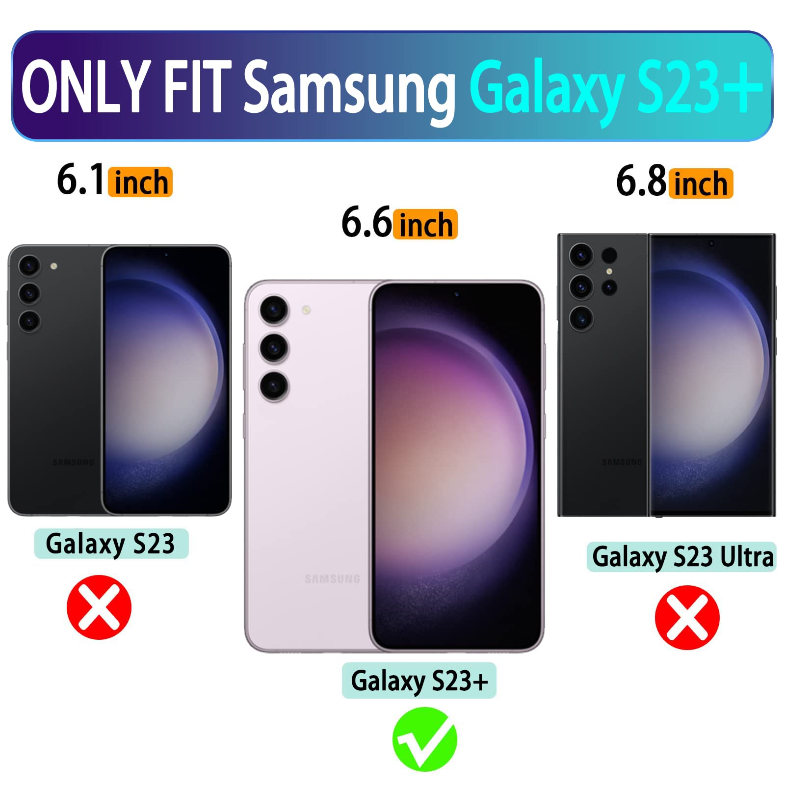 VANAVAGY Compatible for Galaxy S23+ Plus Wallet Case, 12ft Drop Protection, RFID Blocking PU Leather Flip Cover - Image 2